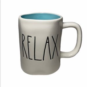 NWT Rae Dunn RELAX LL Mug Blue/Turquoise Inside